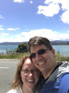 Standing in front of our new home in Wellington