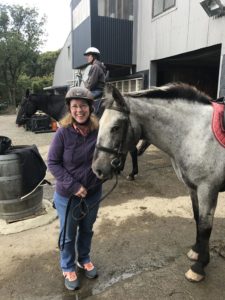 Kitty and Frosty about to go for a trail ride