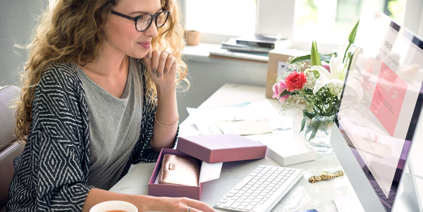 Woman working at her computer